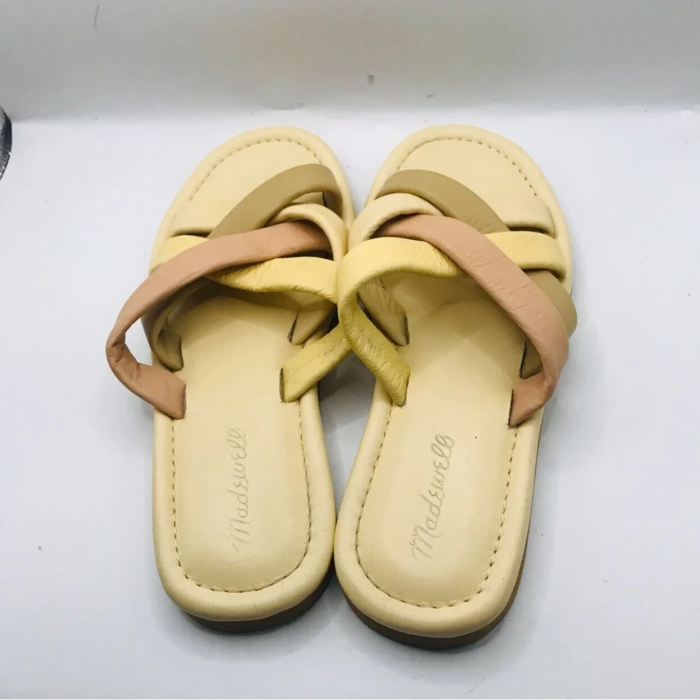 Madewell‎ ComfortSlide Women's Cream & Pink Woven Slide Sandals